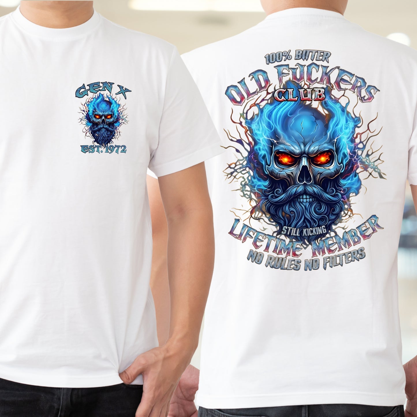 Gen X Custom Year T-Shirt : 100% Old Fuckers Club
