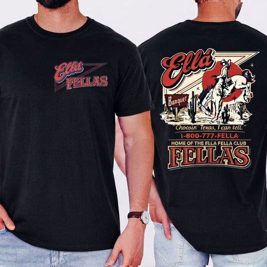 Ella Fella Club Western T-Shirt, Western Country Concert Graphic Tee, Retro Texas Mascot Tee