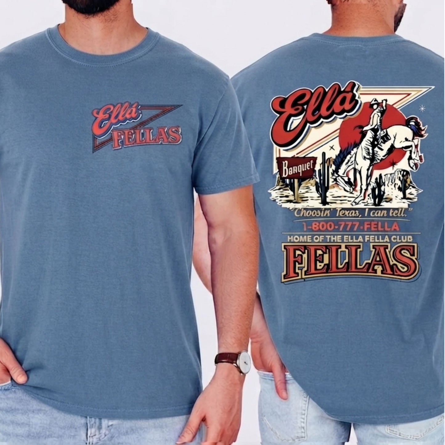 Ella Fella Club Western T-Shirt, Western Country Concert Graphic Tee, Retro Texas Mascot Tee