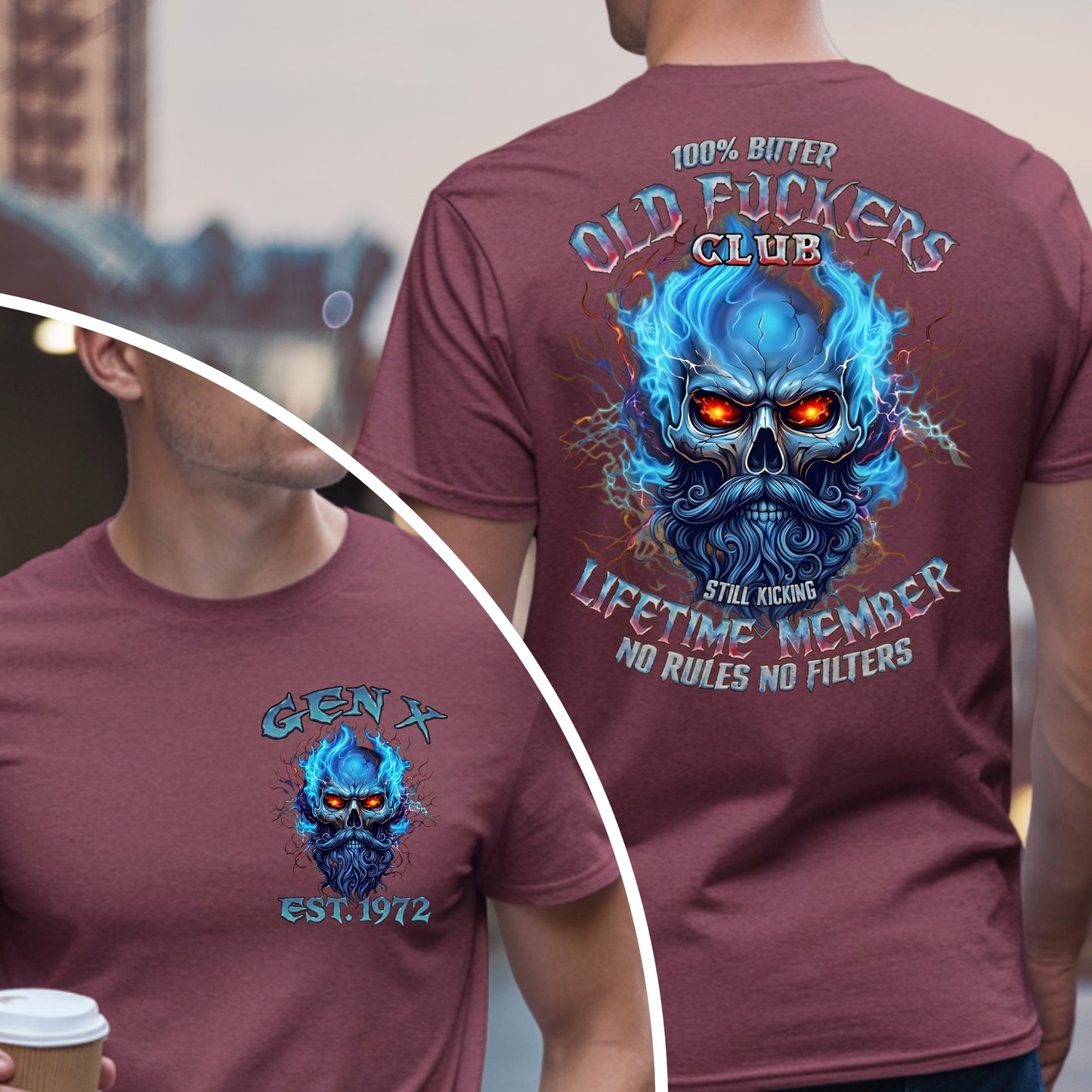 Gen X Custom Year T-Shirt : 100% Old Fuckers Club
