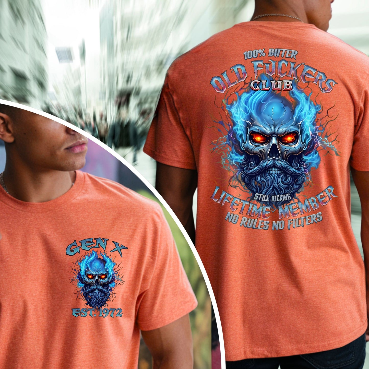 Gen X Custom Year T-Shirt : 100% Old Fuckers Club